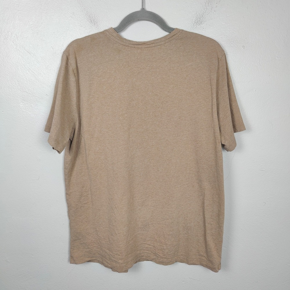 APC Logo T-shirt Mens XL Tan Heather Cotton Crewneck Boxy Top‎ Tee Designer - Picture 8 of 11